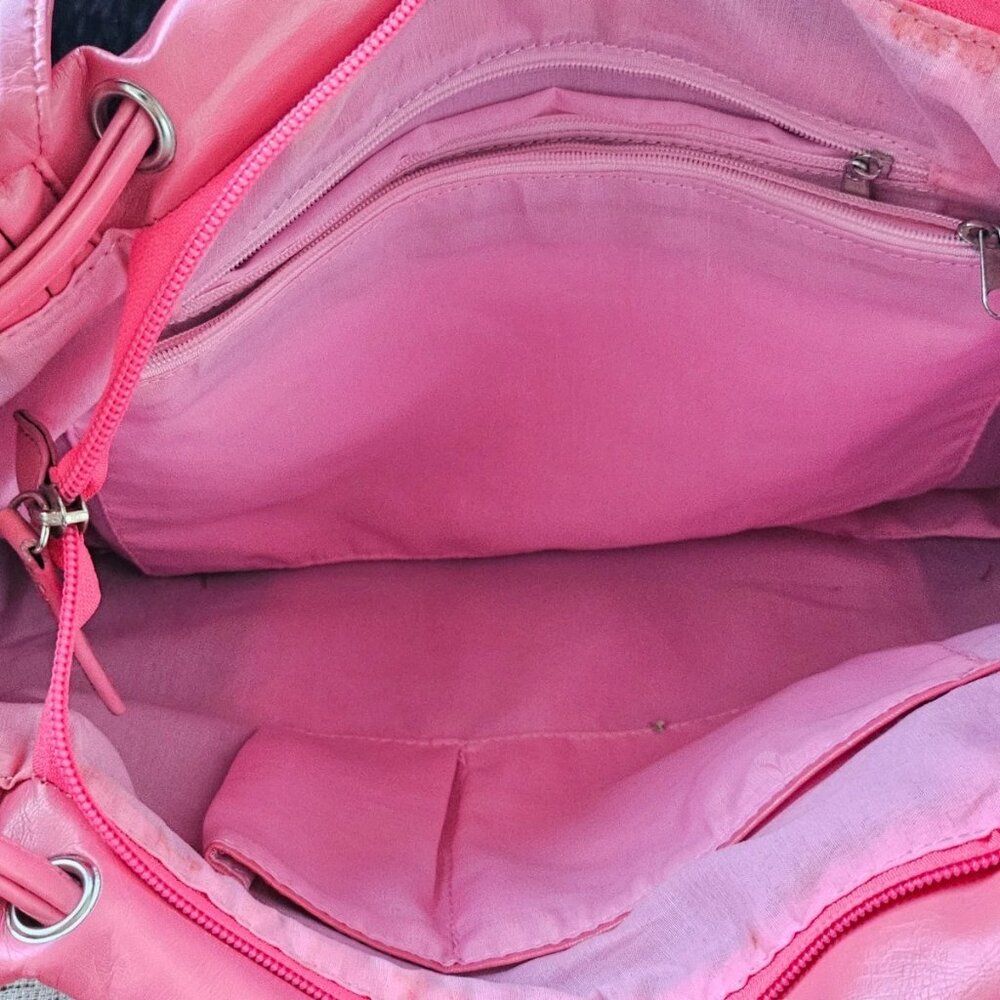 Women Fashion Shoulder Bag Purse Pink Faux Vegan Leather Bag Handbag - Picture 11 of 13